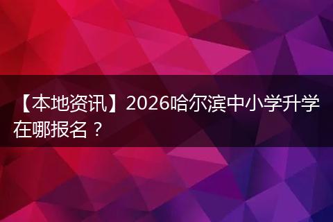 【本地资讯】2026哈尔滨中小学升学在哪报名？