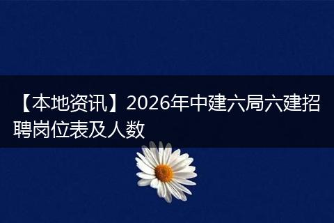 【本地资讯】2026年中建六局六建招聘岗位表及人数